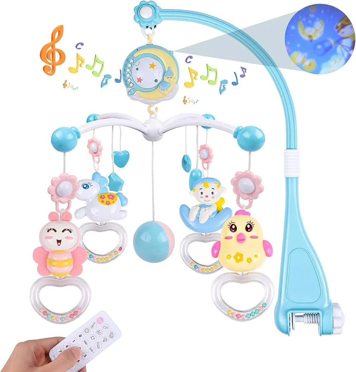 Test du mobile musical Weinsamkeit pour lit bébé : veilleuse, projecteur et hochets rotatifs
