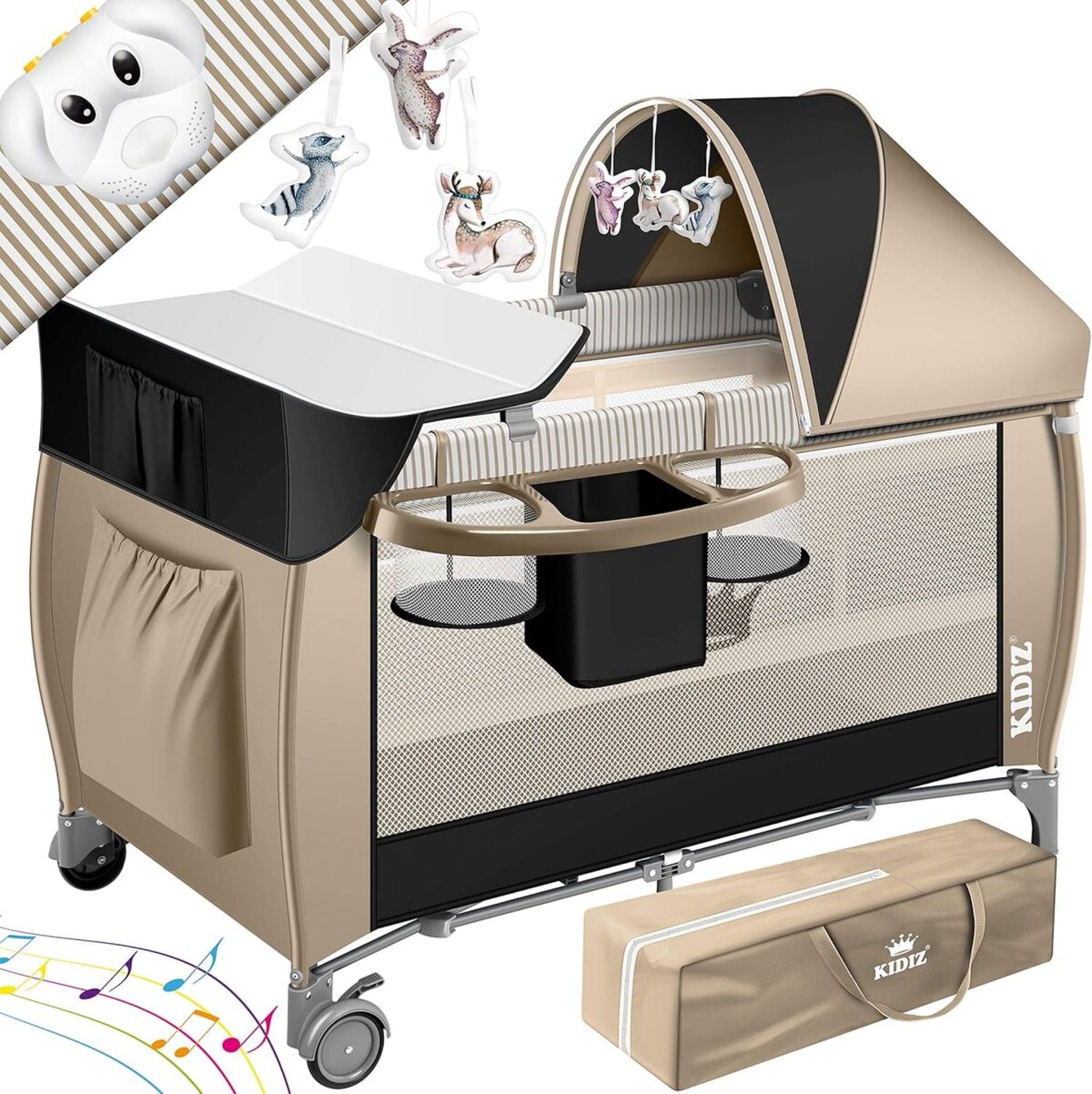 Lit Bébé Sinbide 2-en-1 - Cododo & Parc - Réglable Hauteur - Moustiquaire - Pliable - Gris