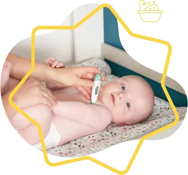 Badabulle Thermomètre digital (voie buccale, rectale et à l'aisselle), 10 secondes chrono, Embout flexible, Mémorise température, Température à 0,1°C près