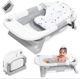 Test baignoire bébé pliable avec thermomètre digital