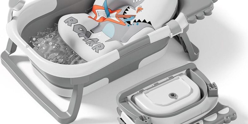 Test : baignoire bébé pliable avec thermomètre et coussin intégré