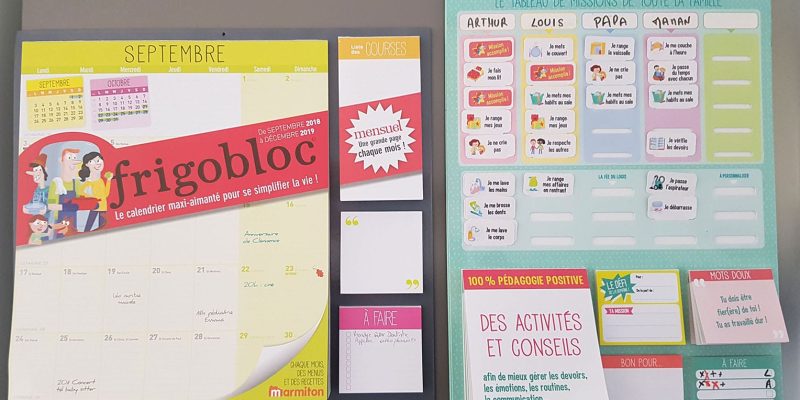 Frigobloc, le calendrier magnétique et le planning des missions « Education positive »